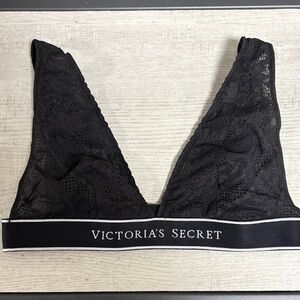 PINK Victoria's Secret Lace Plunge Bralette in Black XS